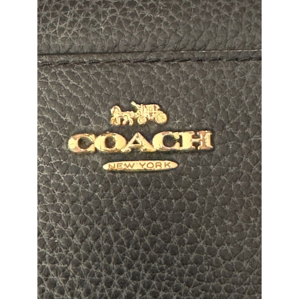 COACH Long Wallet Signature Accordion Round Zip Strap Black Pebble Vintage EUC - Picture 5 of 6